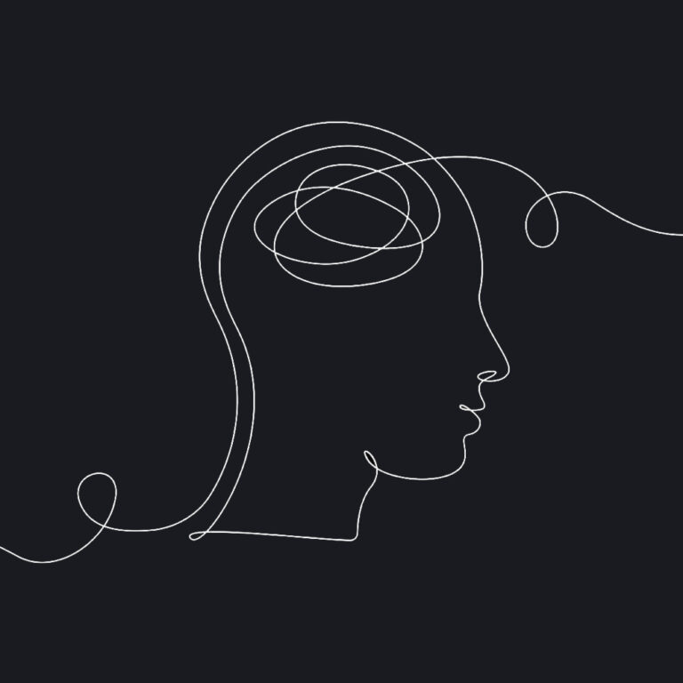 single line drawing of neurodivergent person brain activity in supportive hair salon