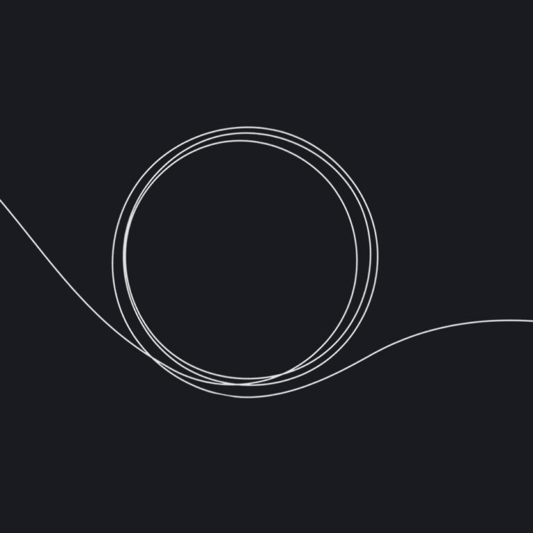 Minimalist single-line darawing of an open circle, symbolizing continuity and transparency in the Service Approach at Tom Zappala Haircutting, a curly hair specialist salon in Melbourne