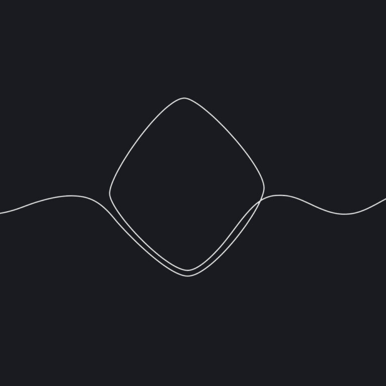 Abstract rounded diamond shape formed from a continuous single-line drawing.