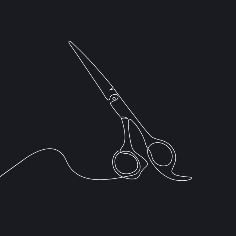 Hairdressing scissors created from a continuous single-line drawing.